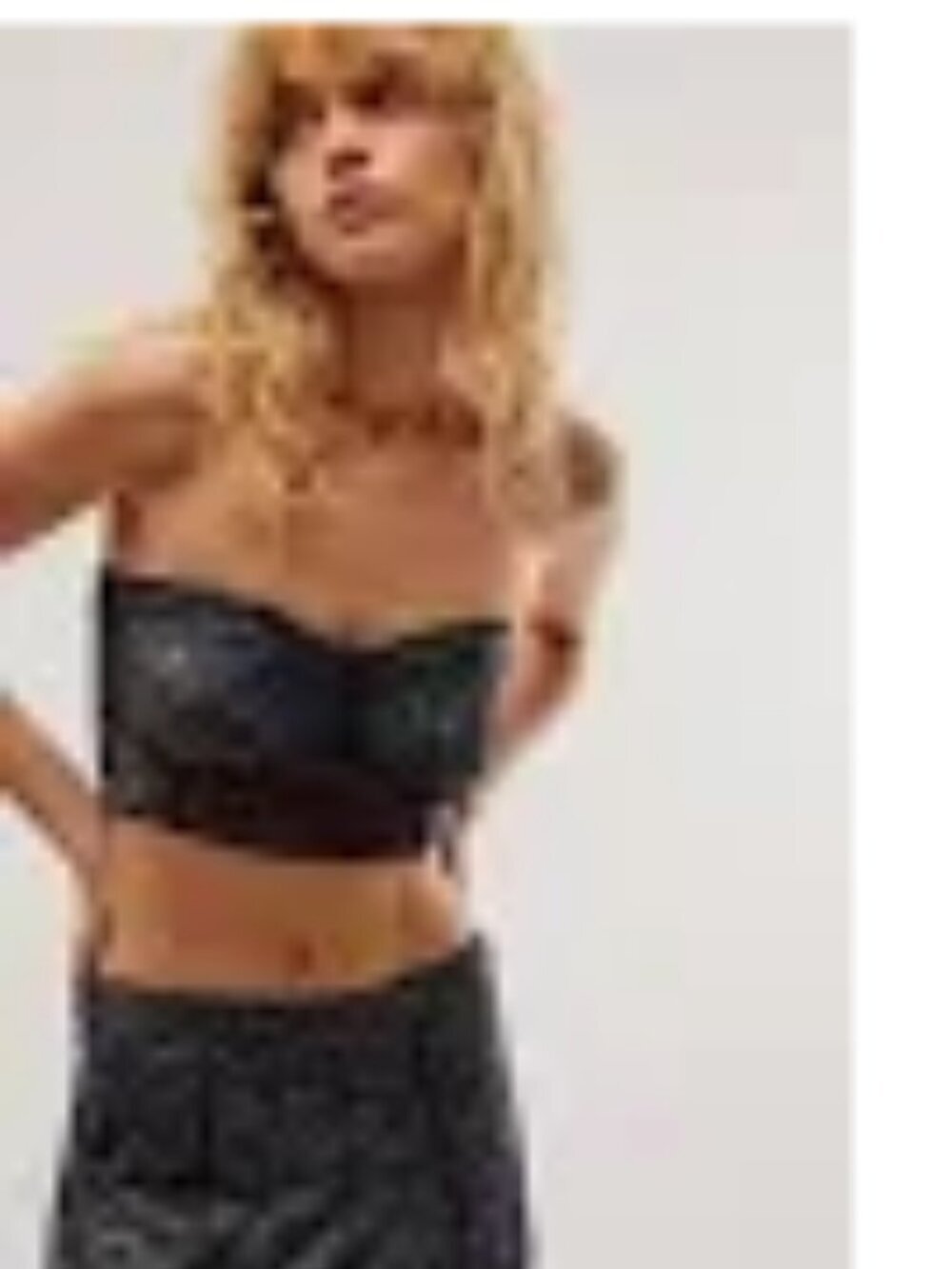 We The Free Navy Lace Bandeau Crop Top